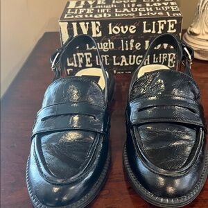 Dolce Vita Black Patent Leather Slingback Loafers